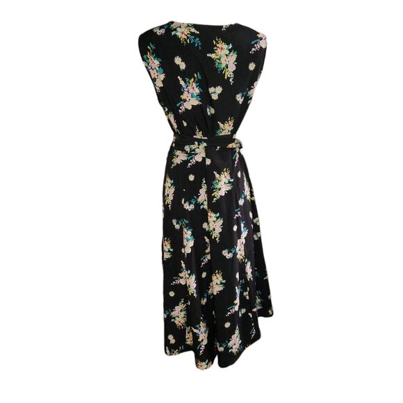 Eshakti Dress Womens Plus Size 1X/18W Black Yellow Floral Wrap Sleeveless Cute - Picture 3 of 7